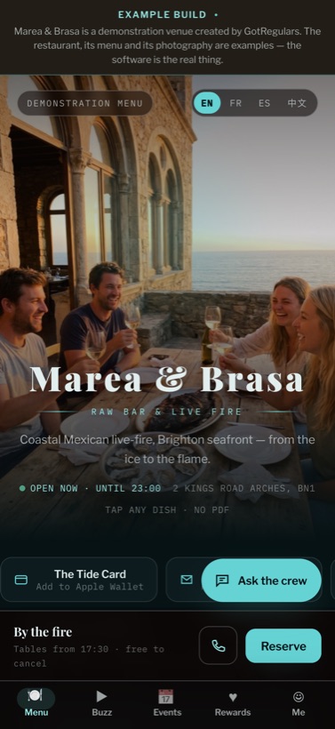 Costa's guest menu