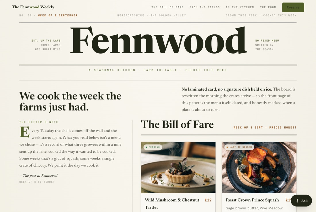 The website GotRegulars built for Fennwood