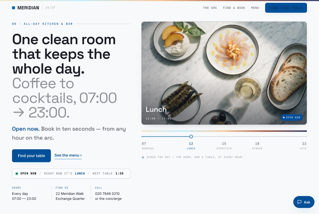 The website GotRegulars built for Meridian