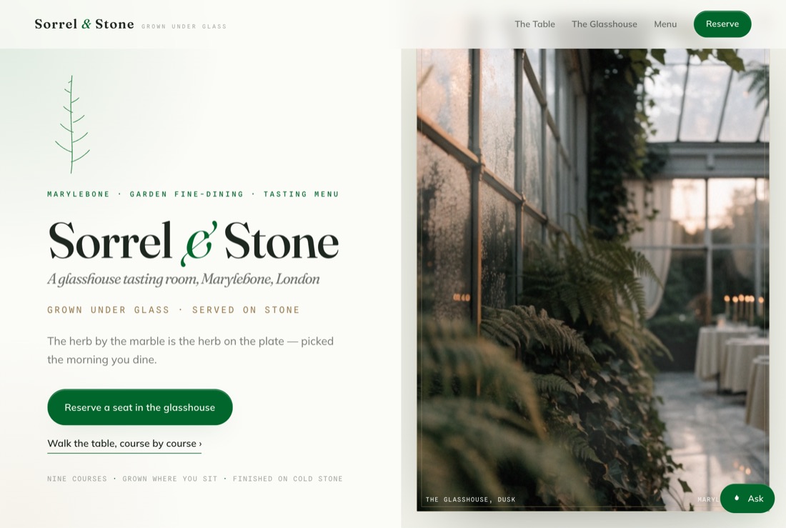 The website GotRegulars built for Sorrel & Stone