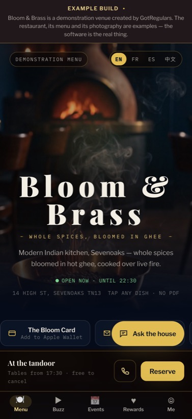 Tale of Spice's guest menu