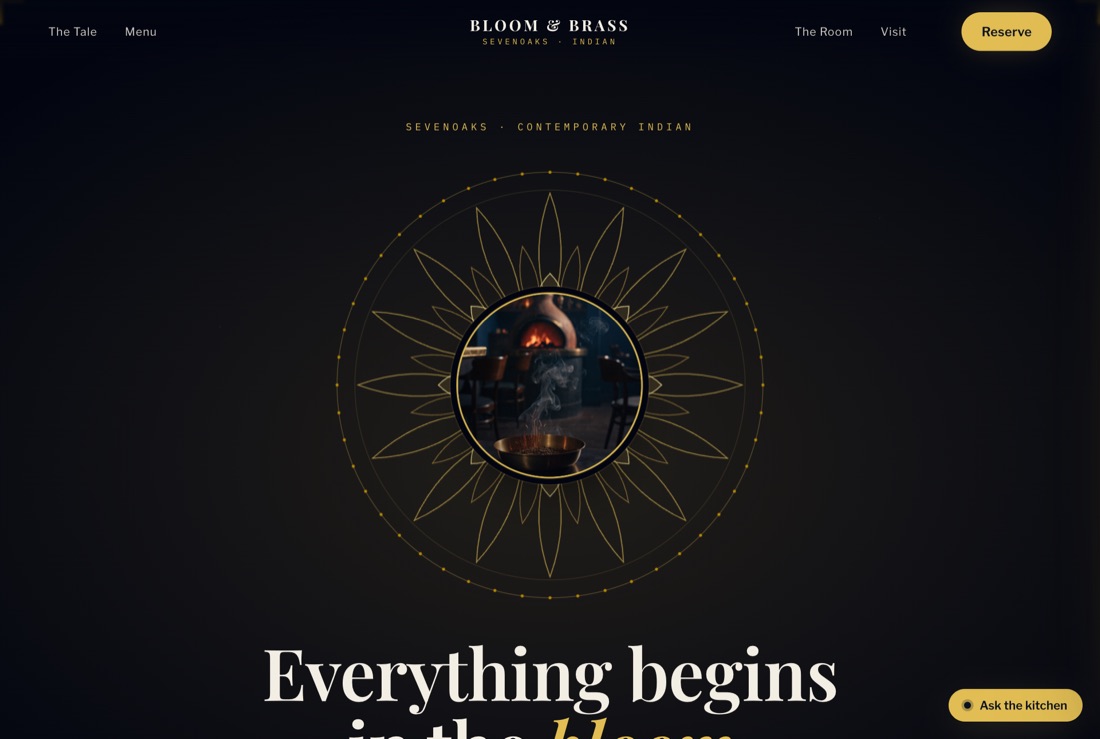 The website GotRegulars built for Tale of Spice